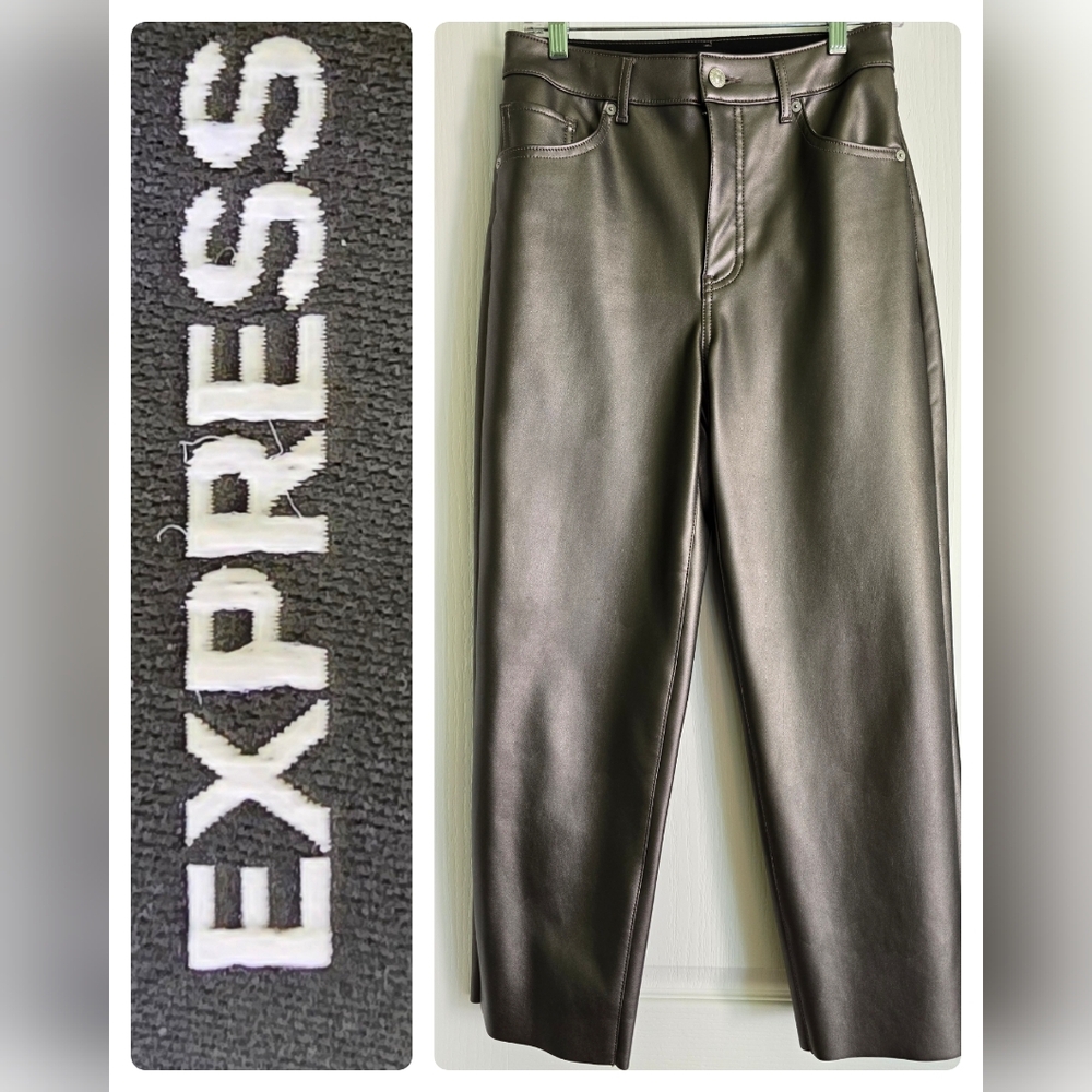 EUC Express Metallic Color Faux Leather Super High Rise Straight Leg Pants,  6R